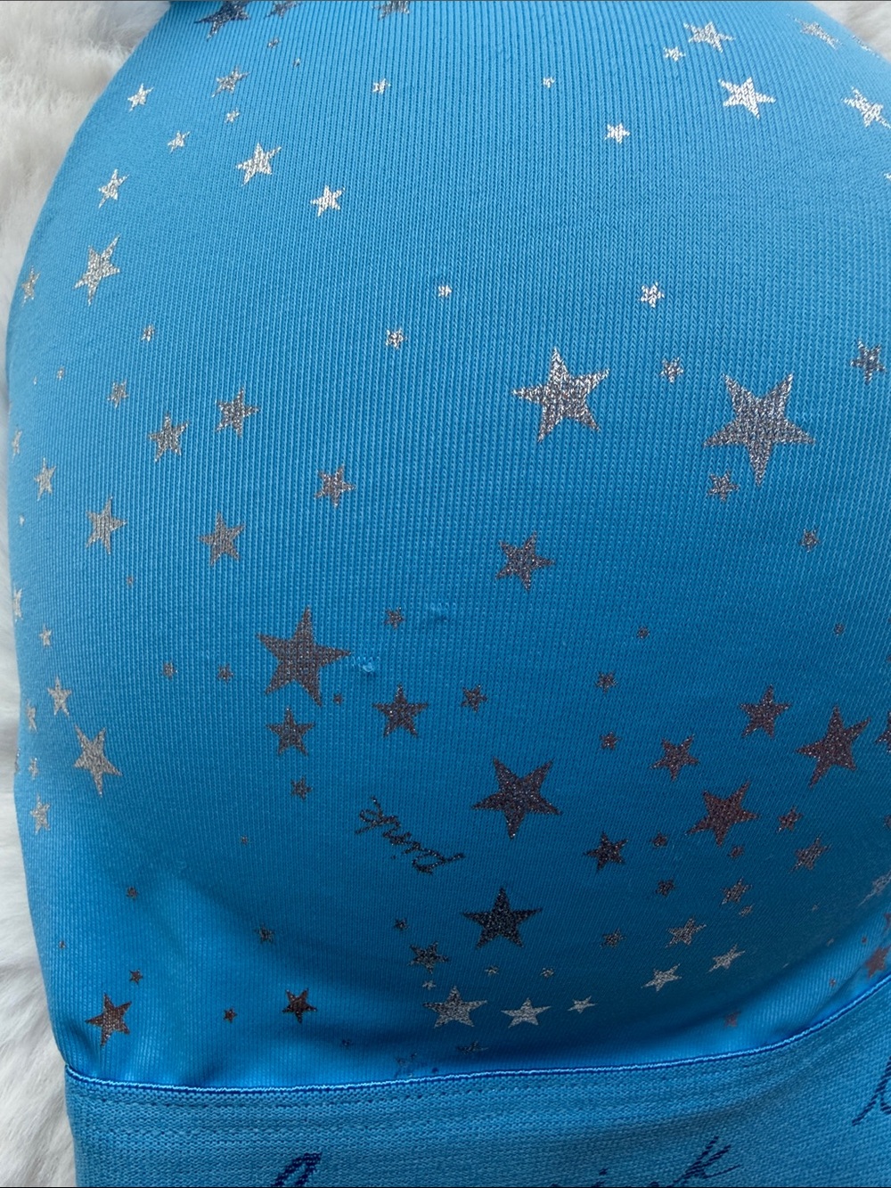 PINK Victoria's Secret Bright Blue Star-Print Wireless Bra size 32DD - Picture 11 of 12